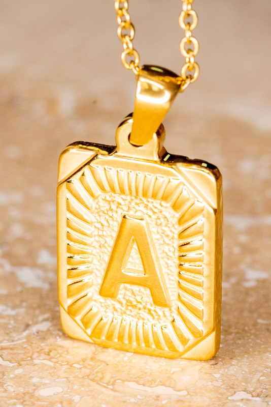 Rectangle Initial Pendant Necklace