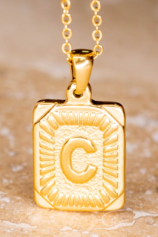 Rectangle Initial Pendant Necklace