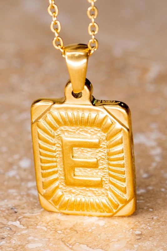 Rectangle Initial Pendant Necklace