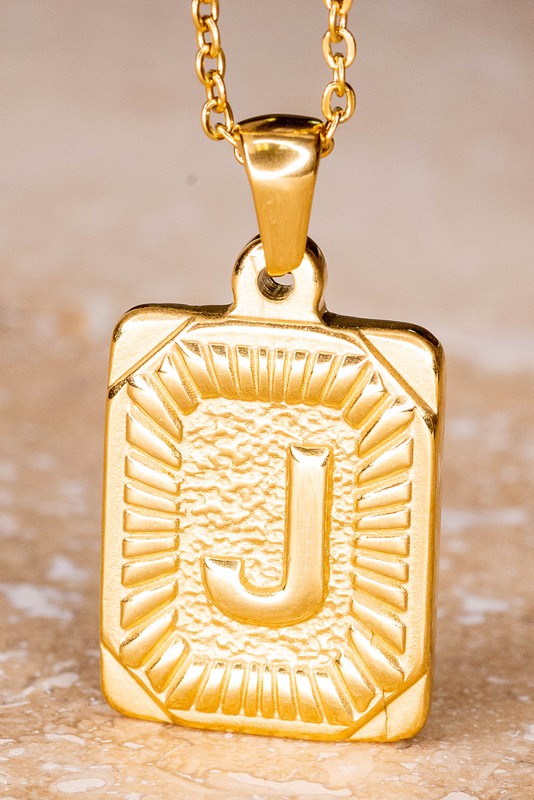 Rectangle Initial Pendant Necklace