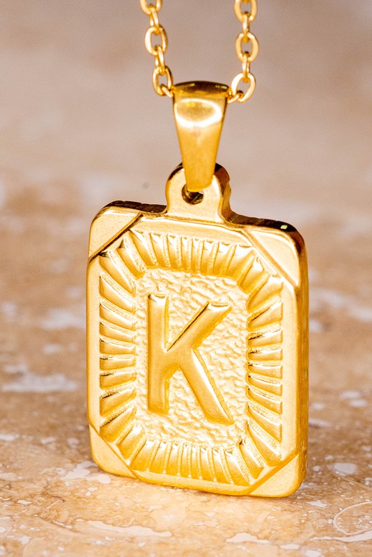 Rectangle Initial Pendant Necklace