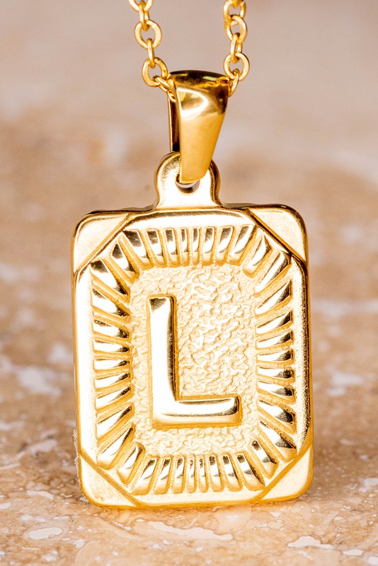 Rectangle Initial Pendant Necklace