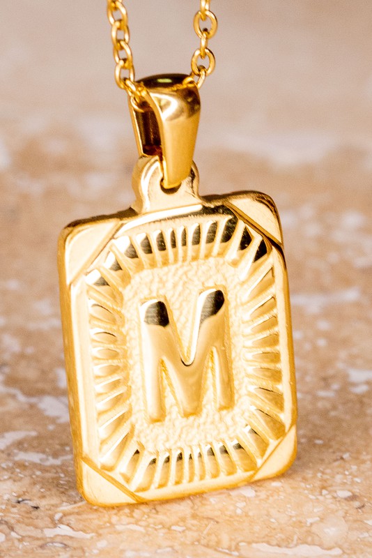 Rectangle Initial Pendant Necklace