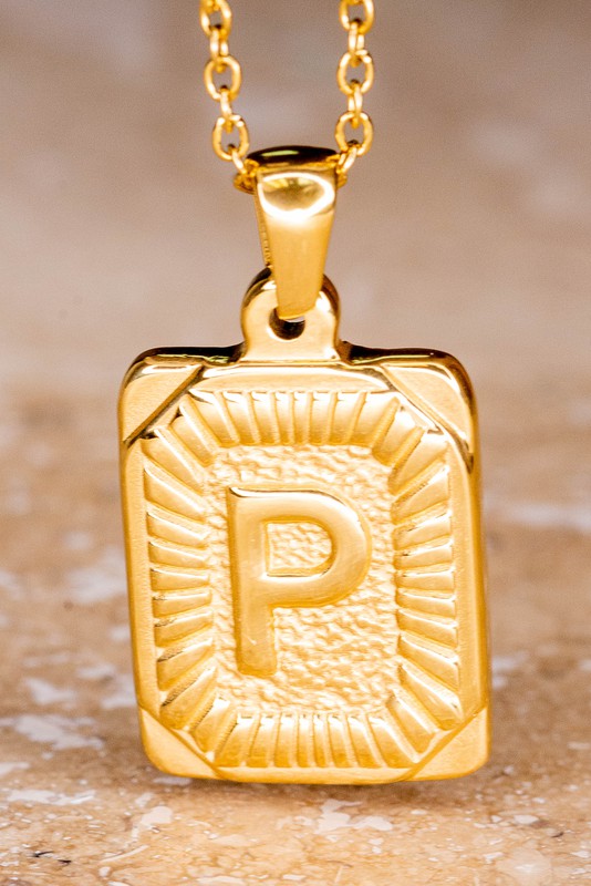 Rectangle Initial Pendant Necklace