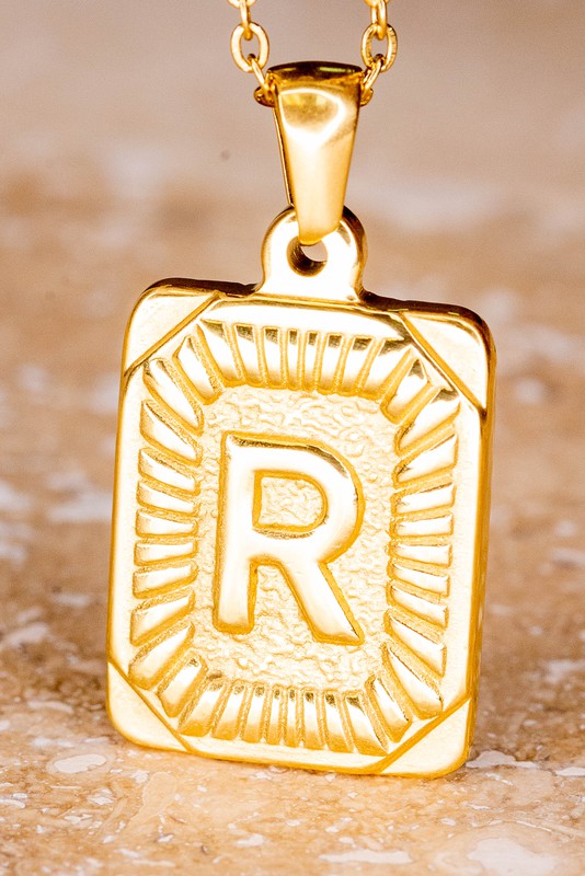 Rectangle Initial Pendant Necklace