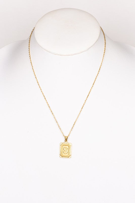 Rectangle Initial Pendant Necklace