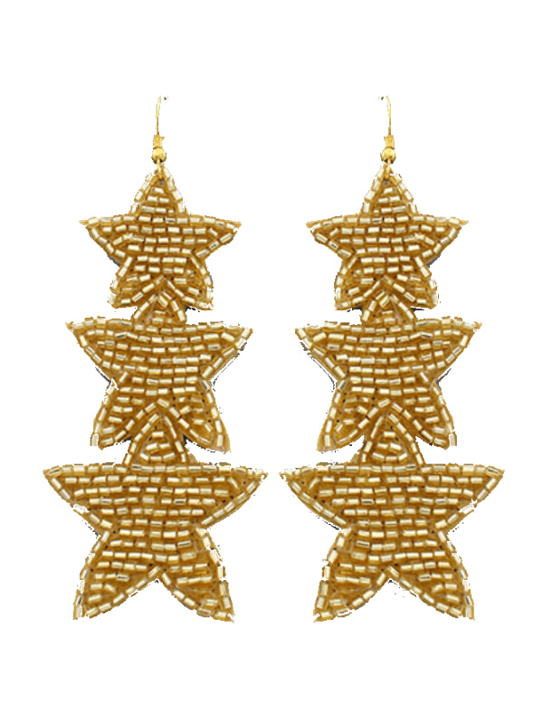 Triple Star Seed Bead Earrings