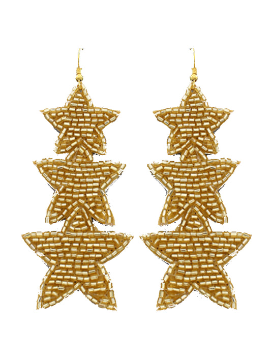 Triple Star Seed Bead Earrings