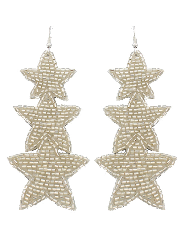 Triple Star Seed Bead Earrings