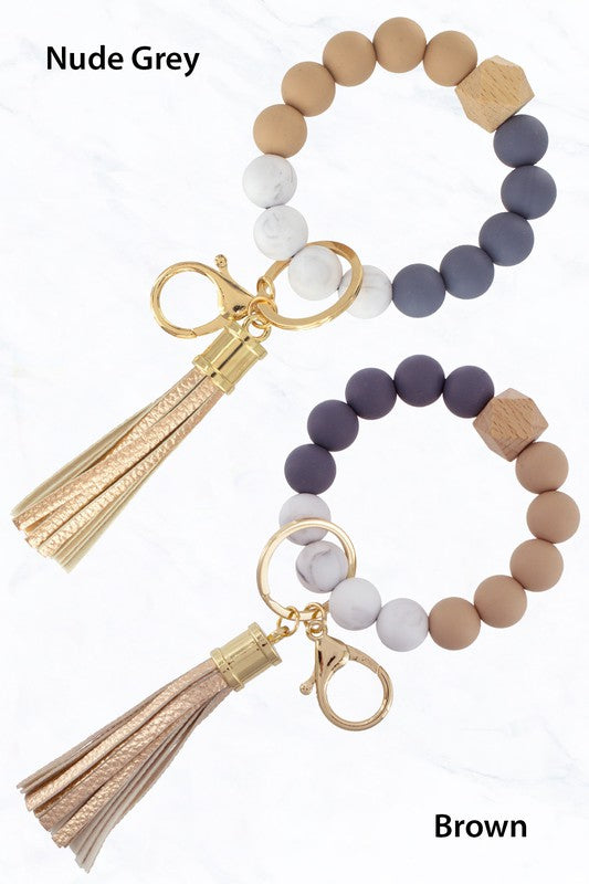 Silicone Beaded Key Ring Keychain