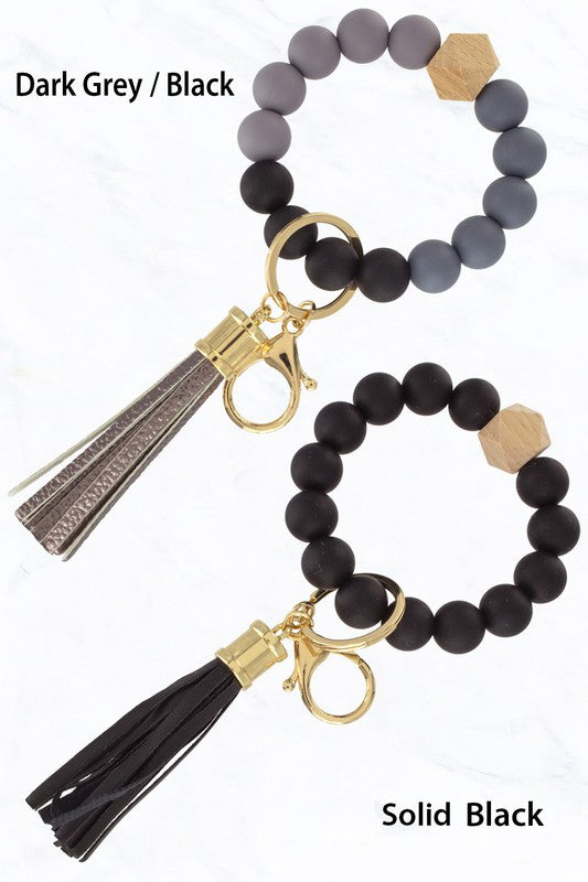 Silicone Beaded Key Ring Keychain