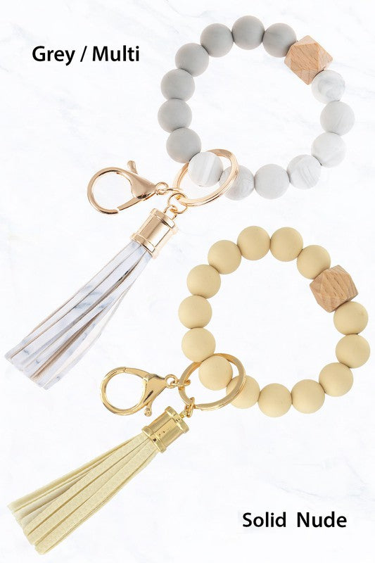 Silicone Beaded Key Ring Keychain