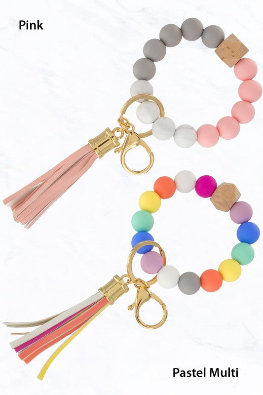 Silicone Beaded Key Ring Keychain