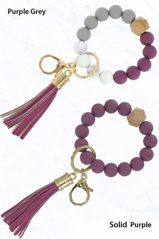 Silicone Beaded Key Ring Keychain