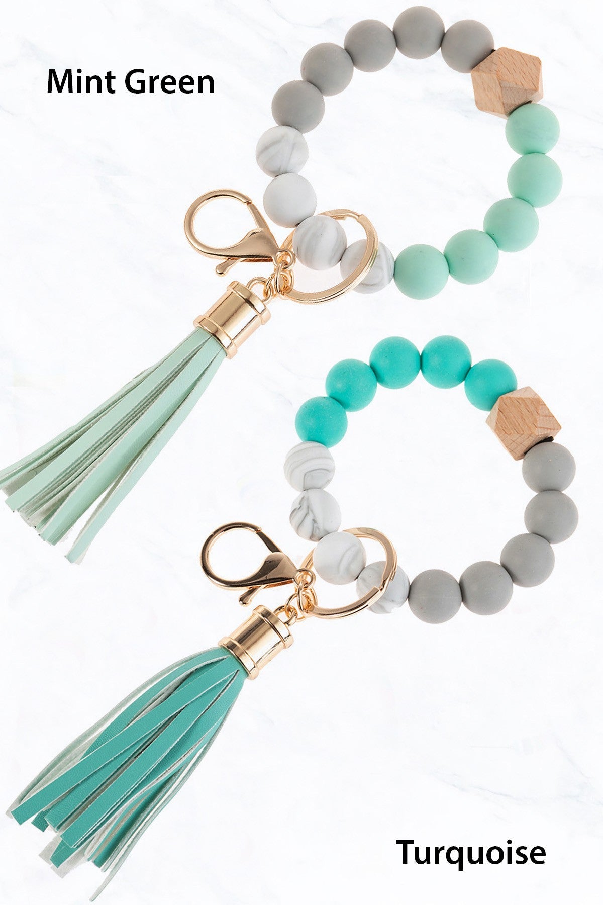 Silicone Beaded Key Ring Keychain