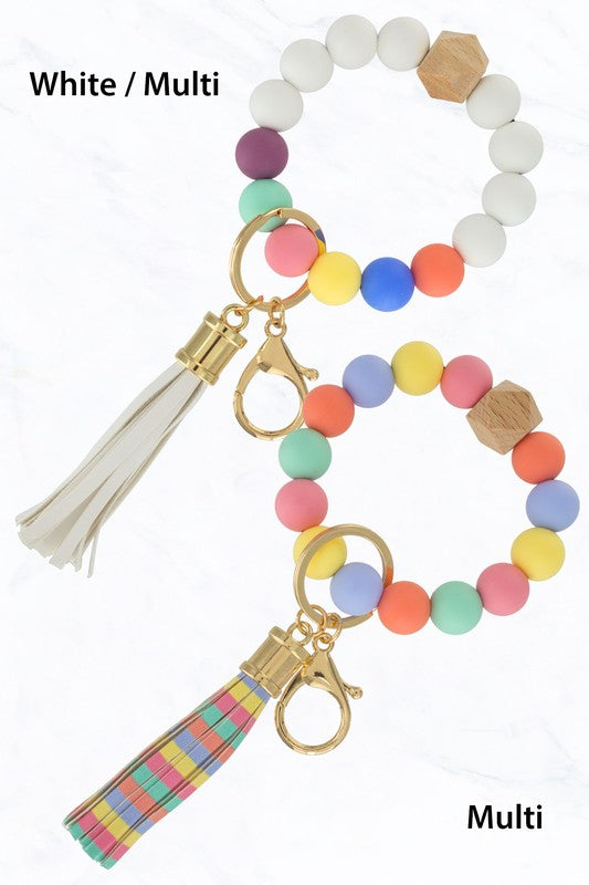 Silicone Beaded Key Ring Keychain