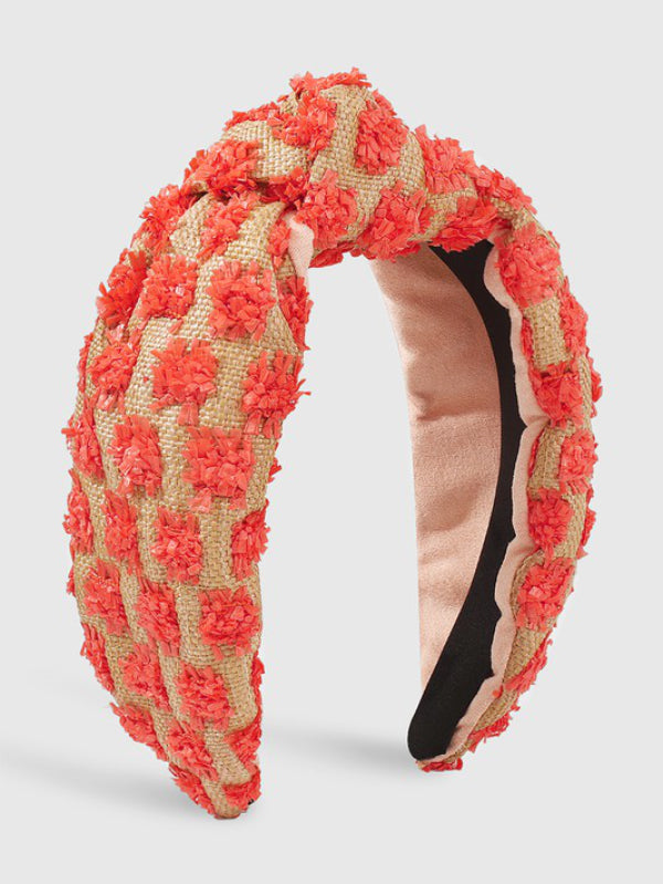 Wide Colored Straw Weaving Top Knot Headband