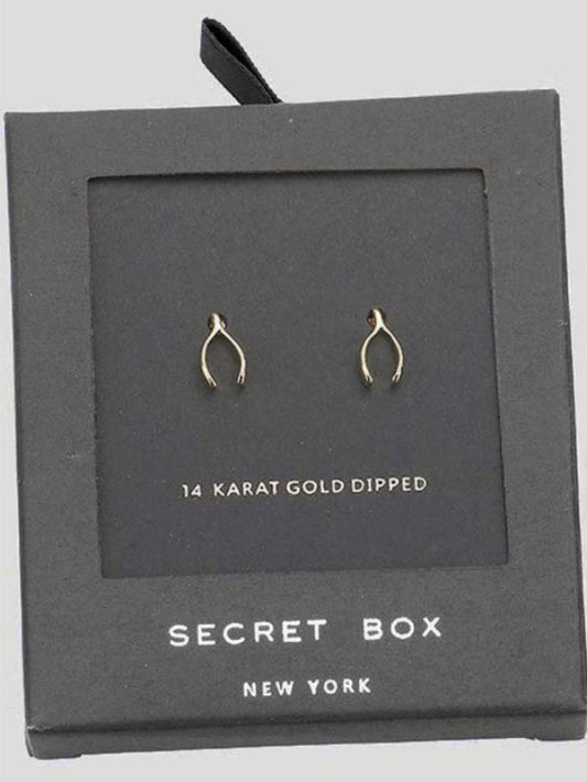 Secret Box Wishbone Stud Earring
