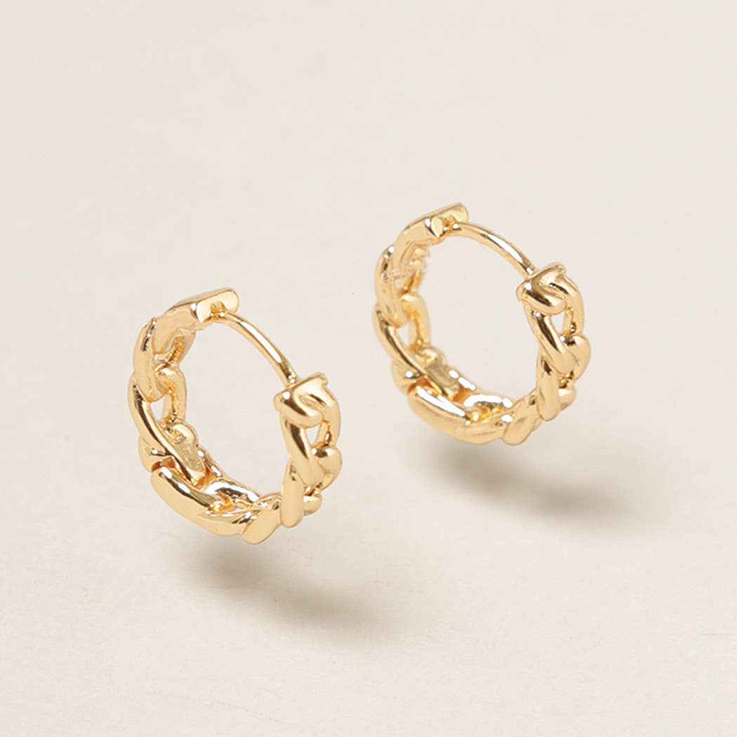 14K Gold Dipped Link Hoop Earrings