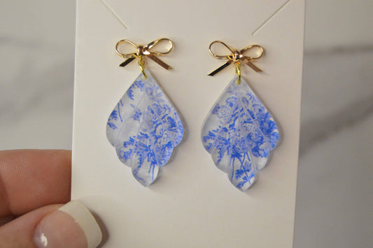 Blue Chinoiserie Drop Earrings
