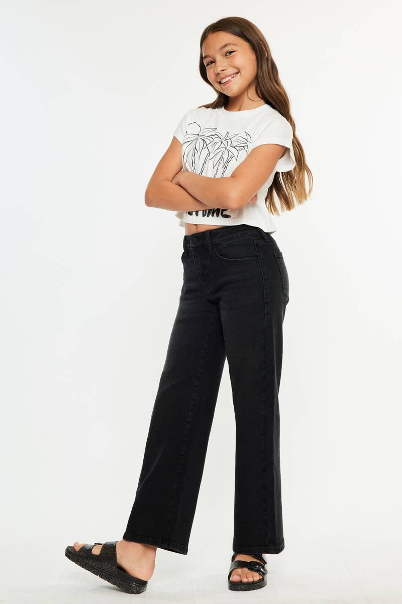 Girls High Rise Wide Leg Jean