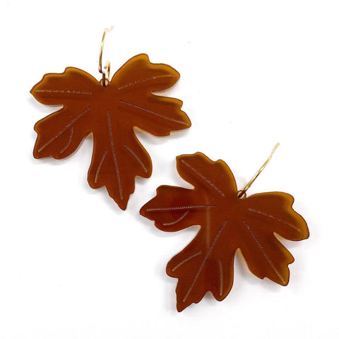 Bronze Acrylic Bronze Leaf Dangles - Fall Earrings