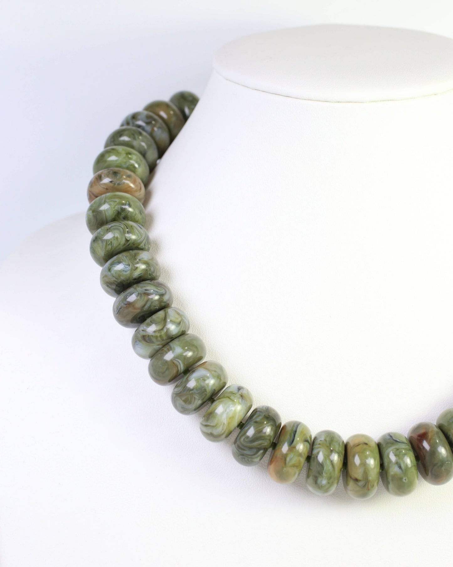 Pipestone Marble Beaded Necklace Olive
