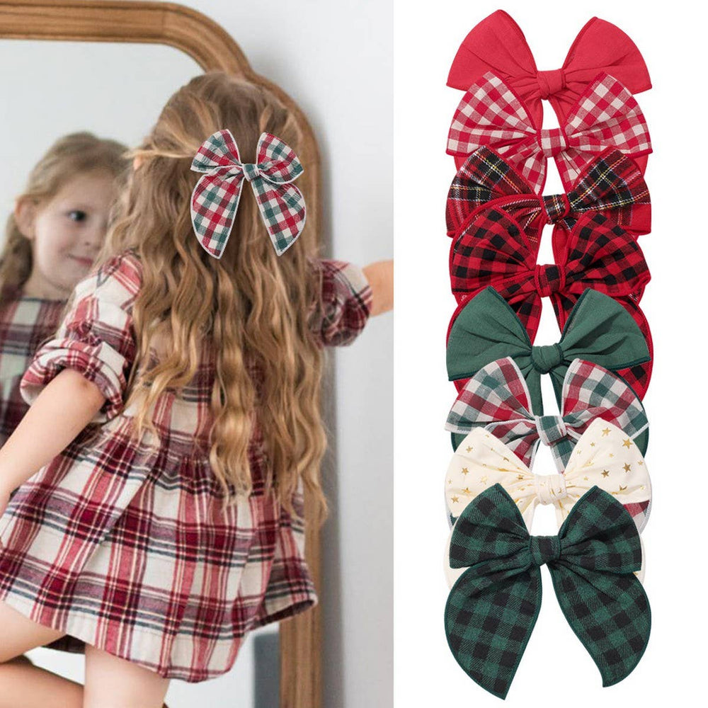 Vintage Plaid Bow Tail Hair Clip for Kids_CWAHA6677