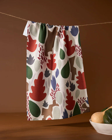 Geometry - Cut Paper Leaves Cream Tea Towel