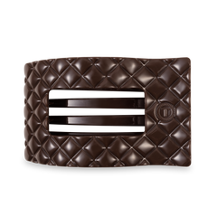 TELETIES - Flat Rectangle Hair Clip | Large | Truly Taupe Quilted