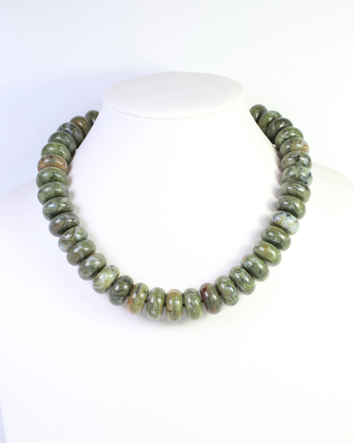 Pipestone Marble Beaded Necklace Olive