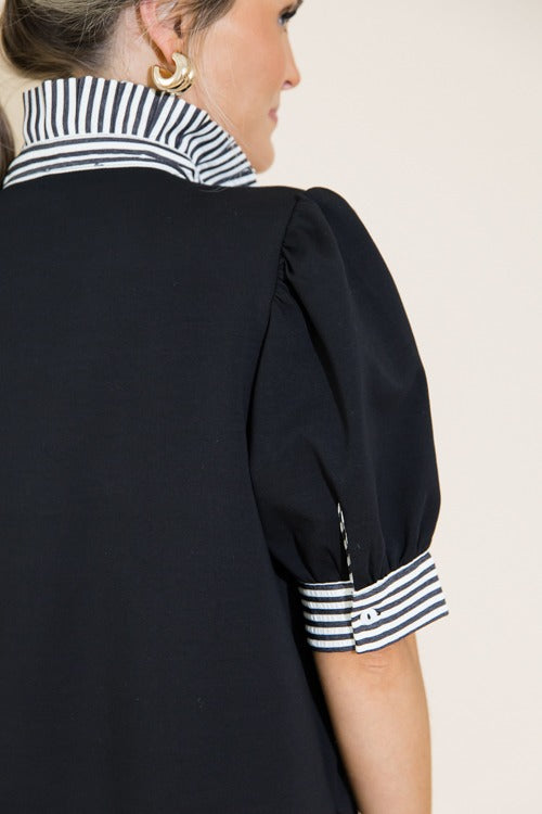 Jianna Contrasting Ruffle Neck Dress