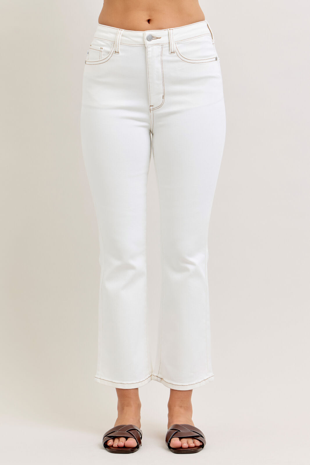 Judy Blue High Waist White Kick Flare Jeans