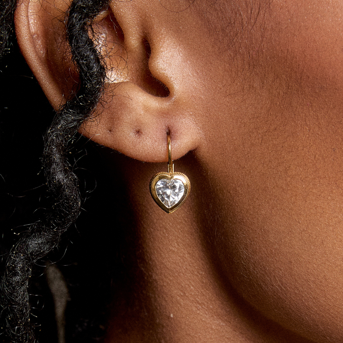 HART - Bezel Heart Drop Earrings