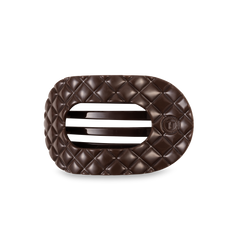 TELETIES - Flat Round Hair Clip | Medium | Truly Taupe Quilted