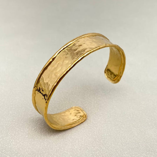Hammered Texture 18K Gold Plated Cuff