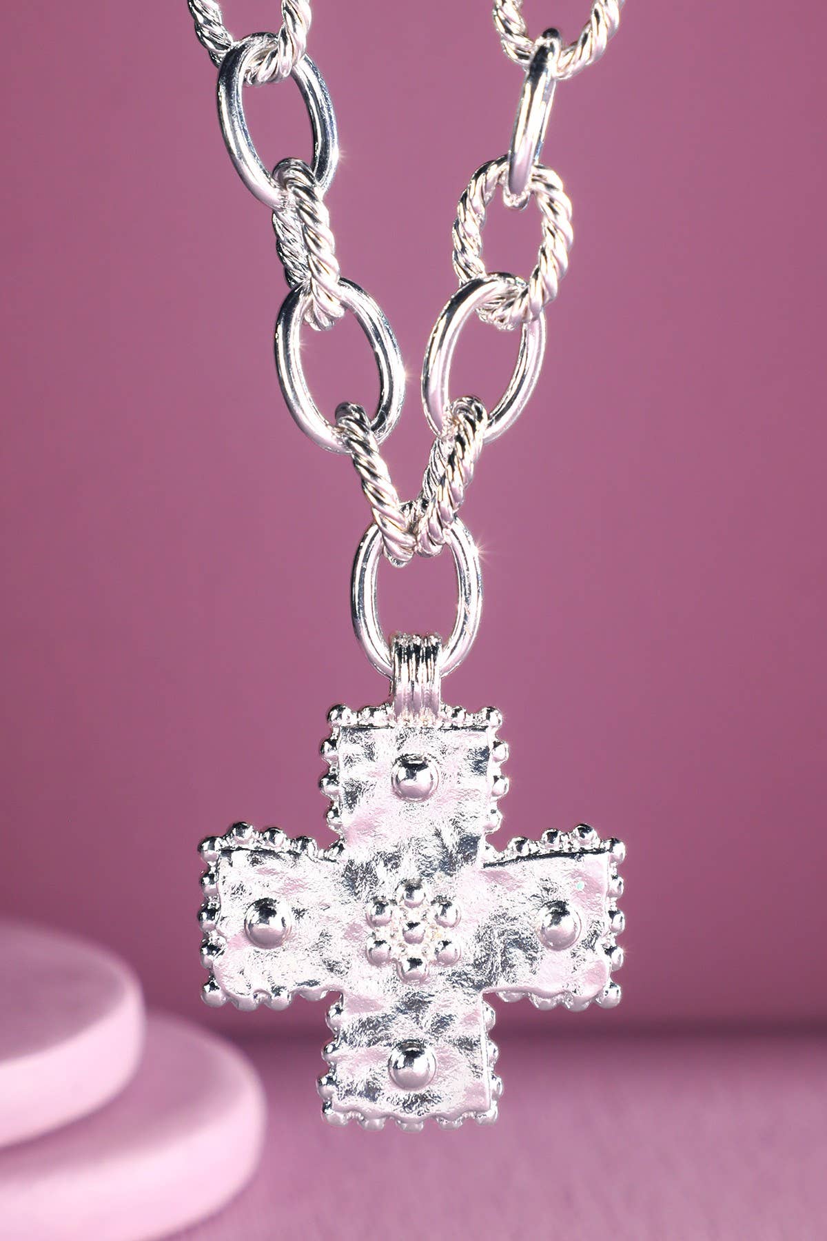 Ornate Cross Cable Chain Necklace