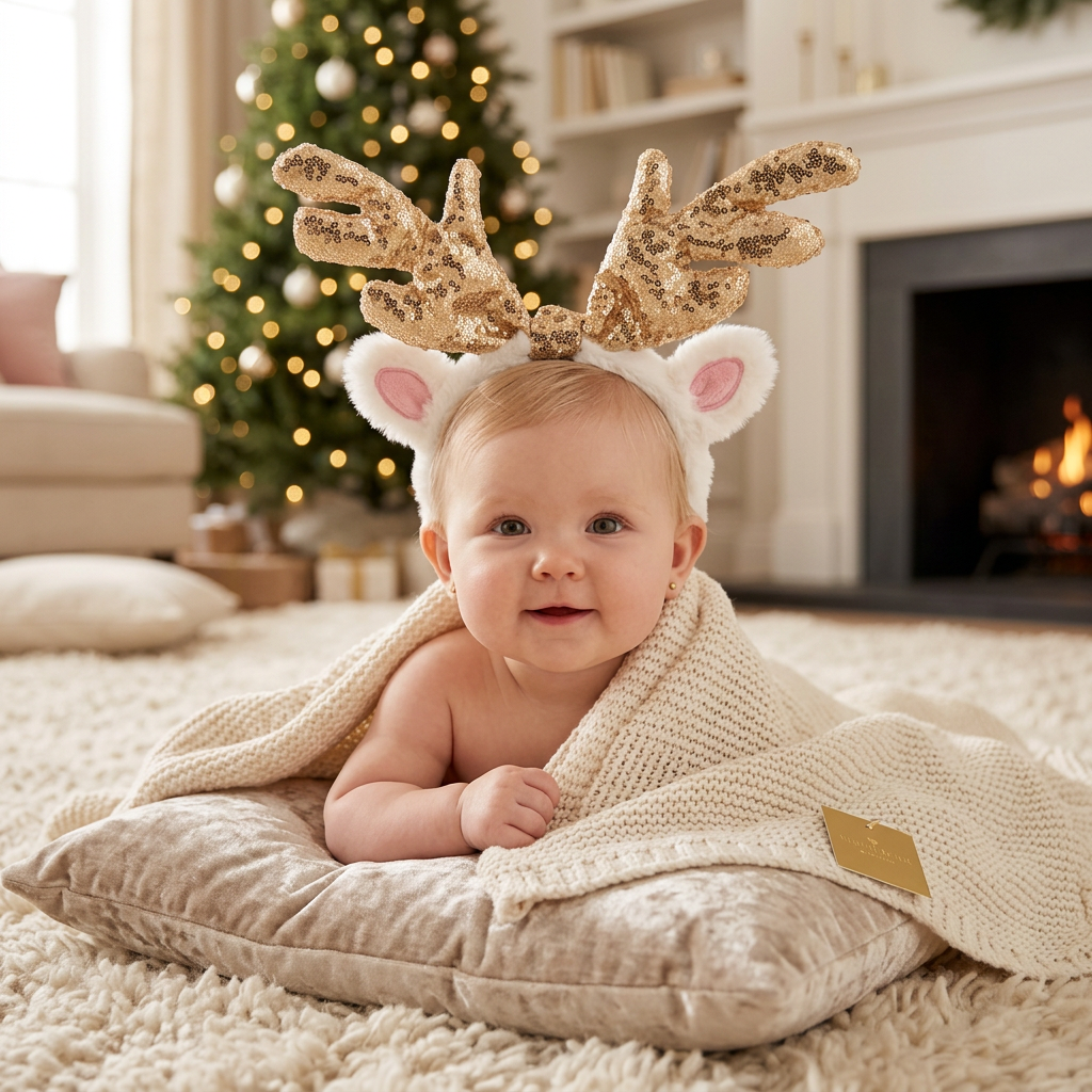 White Sequin Antler Headband