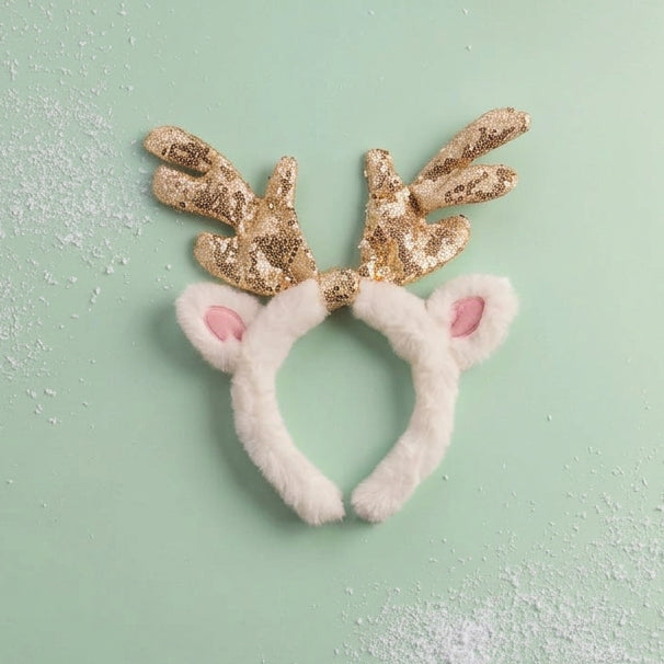 White Sequin Antler Headband
