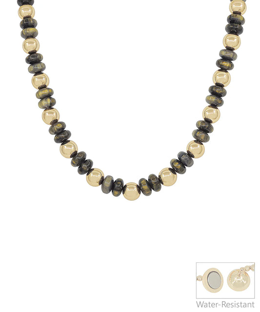 Black Flat Candy & CCB Beaded Necklace