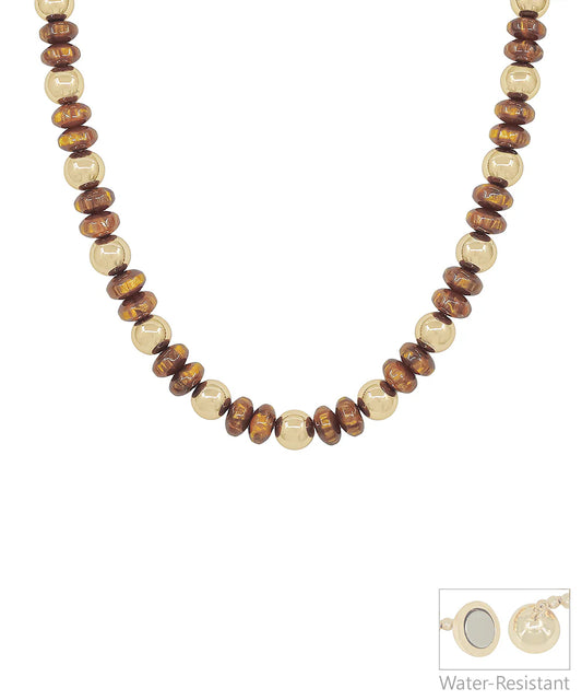 Brown Flat Candy & CCB Beaded Necklace