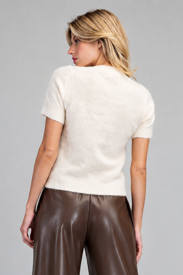 Martini Rhinestone Short Sleeve Sweater