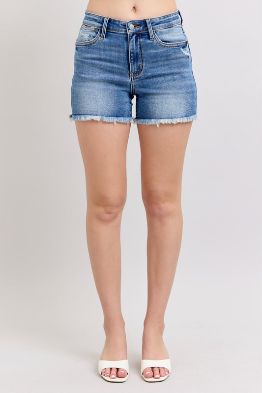 Vintage Wash High Rise Denim Shorts