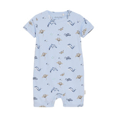 Boys Ribbed Short Sleeve Ocean Romper