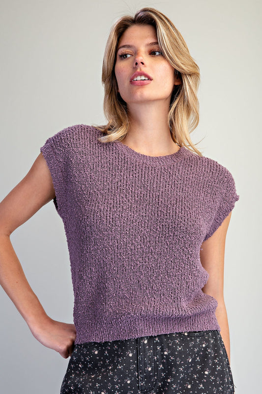 Cap Sleeve Textured Knit Top