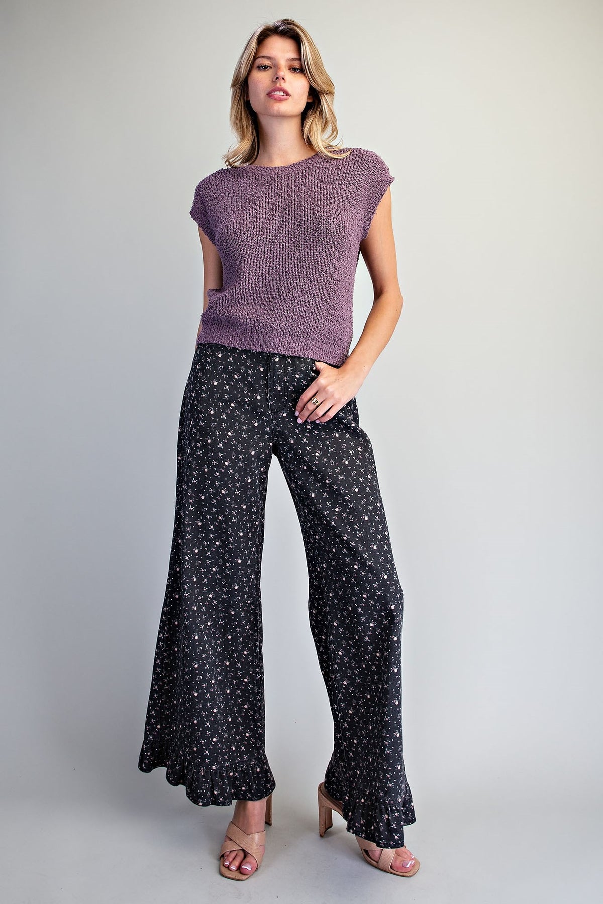 Cap Sleeve Textured Knit Top