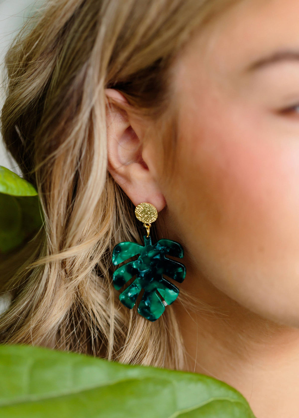Gold Post Palm Earrings
