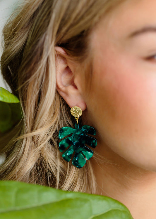 Gold Post Palm Earrings