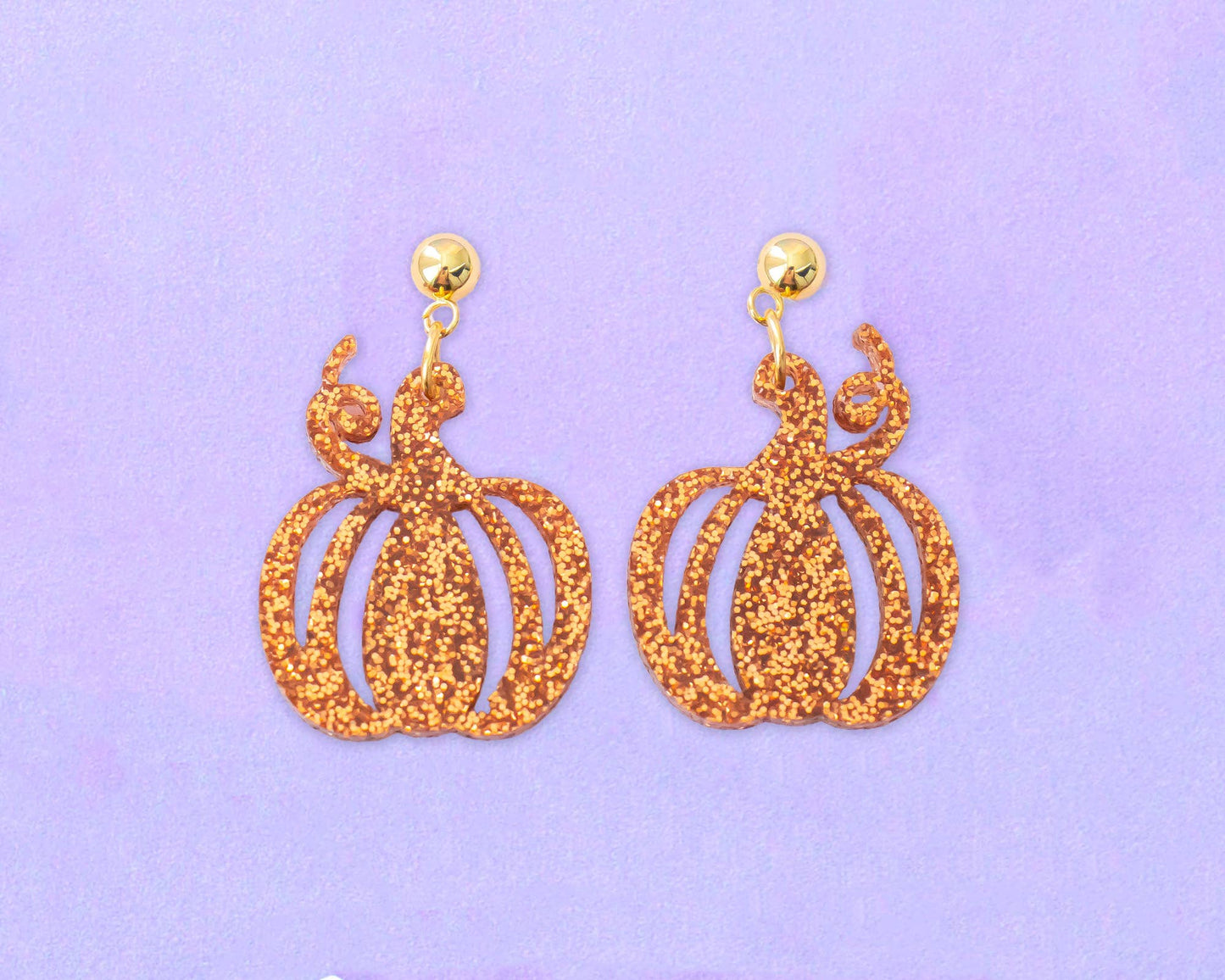 Small Glitter Pumpkin Earrings