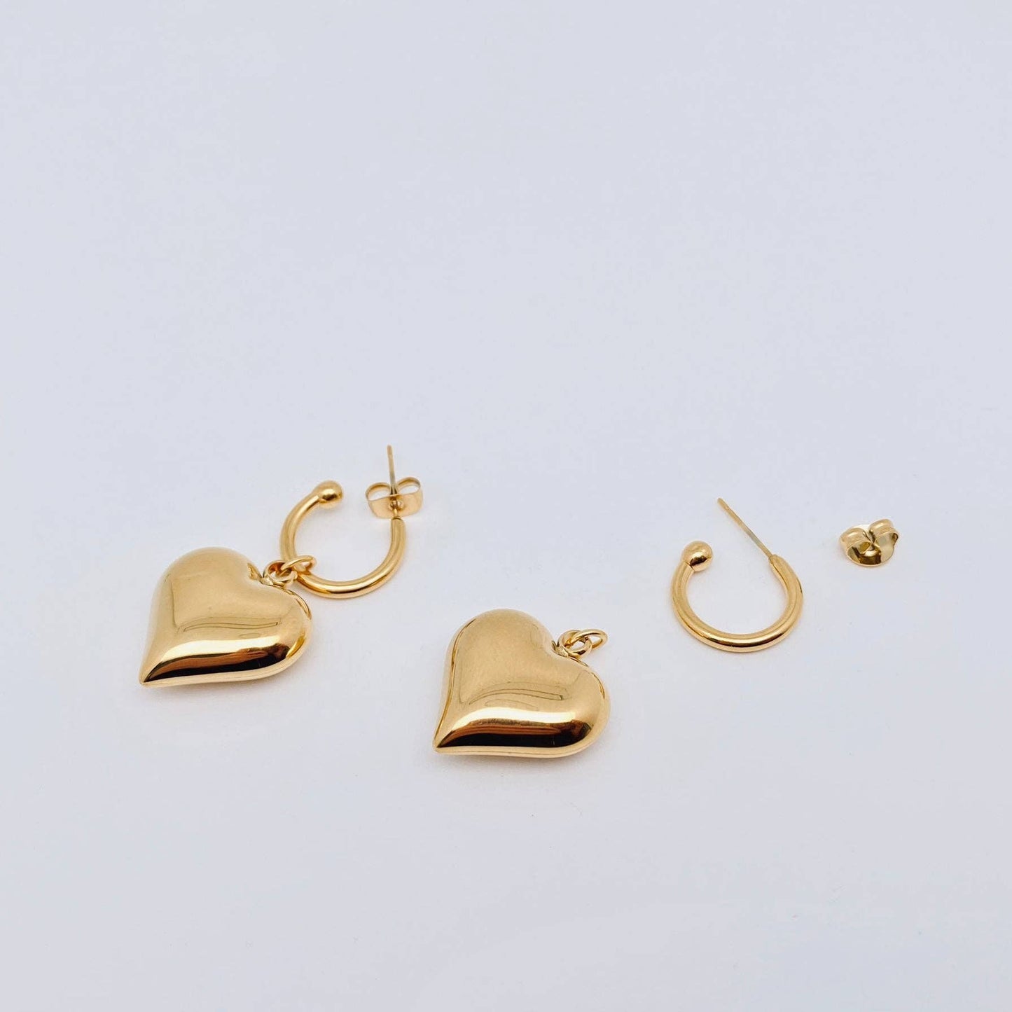 18K Gold Plated Heart Charm Earrings